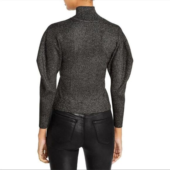 ALC SWEATER S BROWN ESPRESSO MARTINI GLITTER FESTIVE HOLIDAYS TURTLENECK - Picture 3 of 8